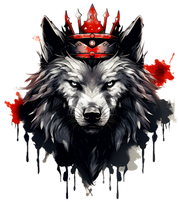 Company Logo Wolf King - greyscales with red accents
