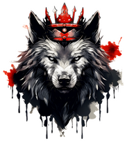 Company Logo Wolf King - greyscales with red accents